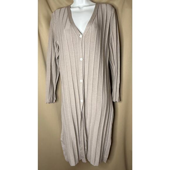 Theory Tan Wide Ribbed Cardigan M - Picture 8 of 13
